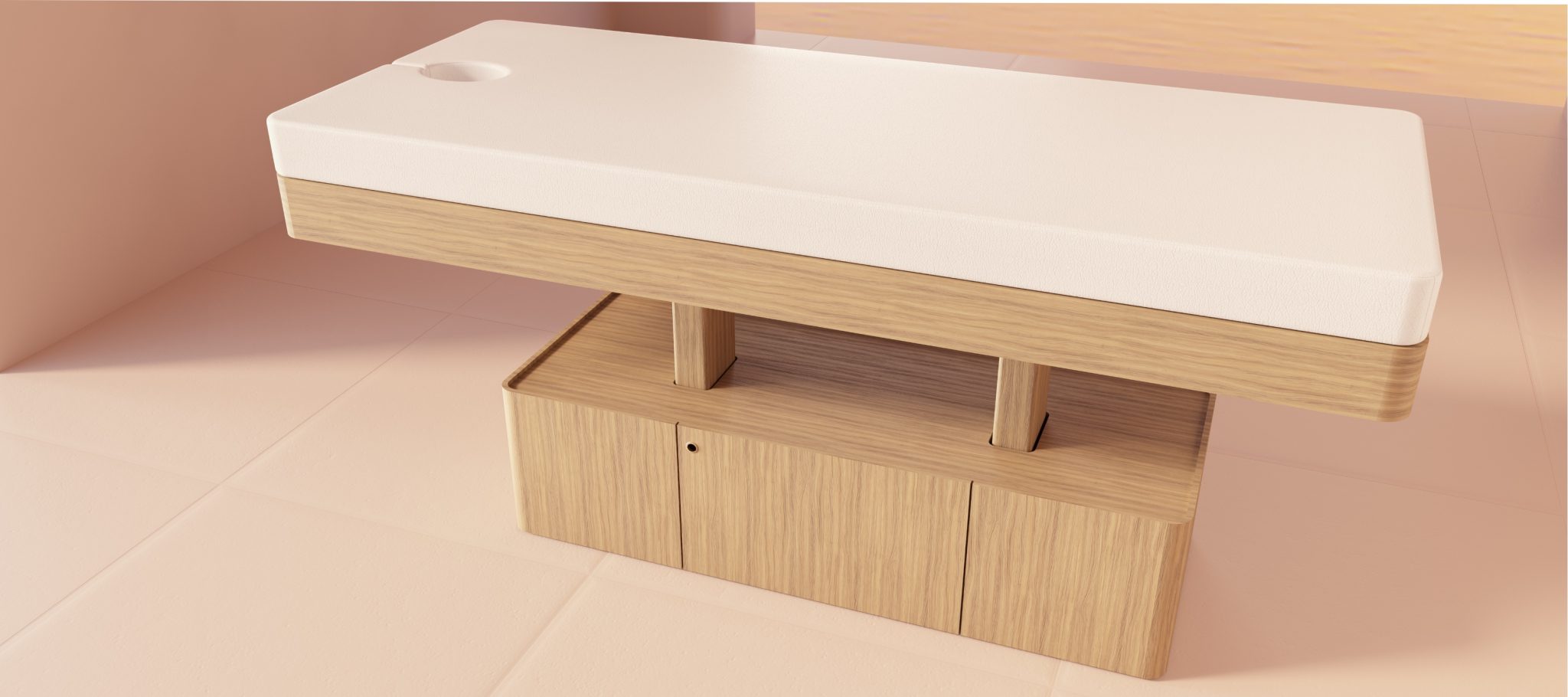C.O.D.E Massage table TEHIA Oak + wood drawer