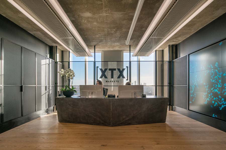 Uffici XTX Markets Technologies Ltd. di Londra dove C.O.D.E. firma gli arredi dedicati al benessere.
