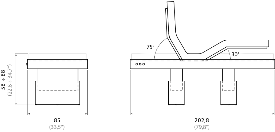 coco - massage table - measures and regulations