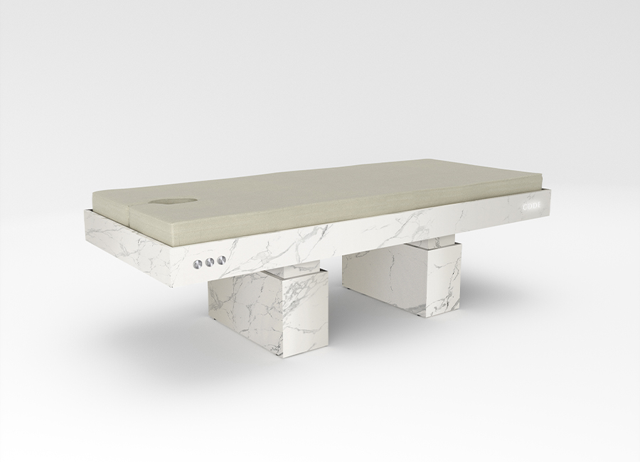 CoCo Massage cot entirely covered in Dekton® finish Nature